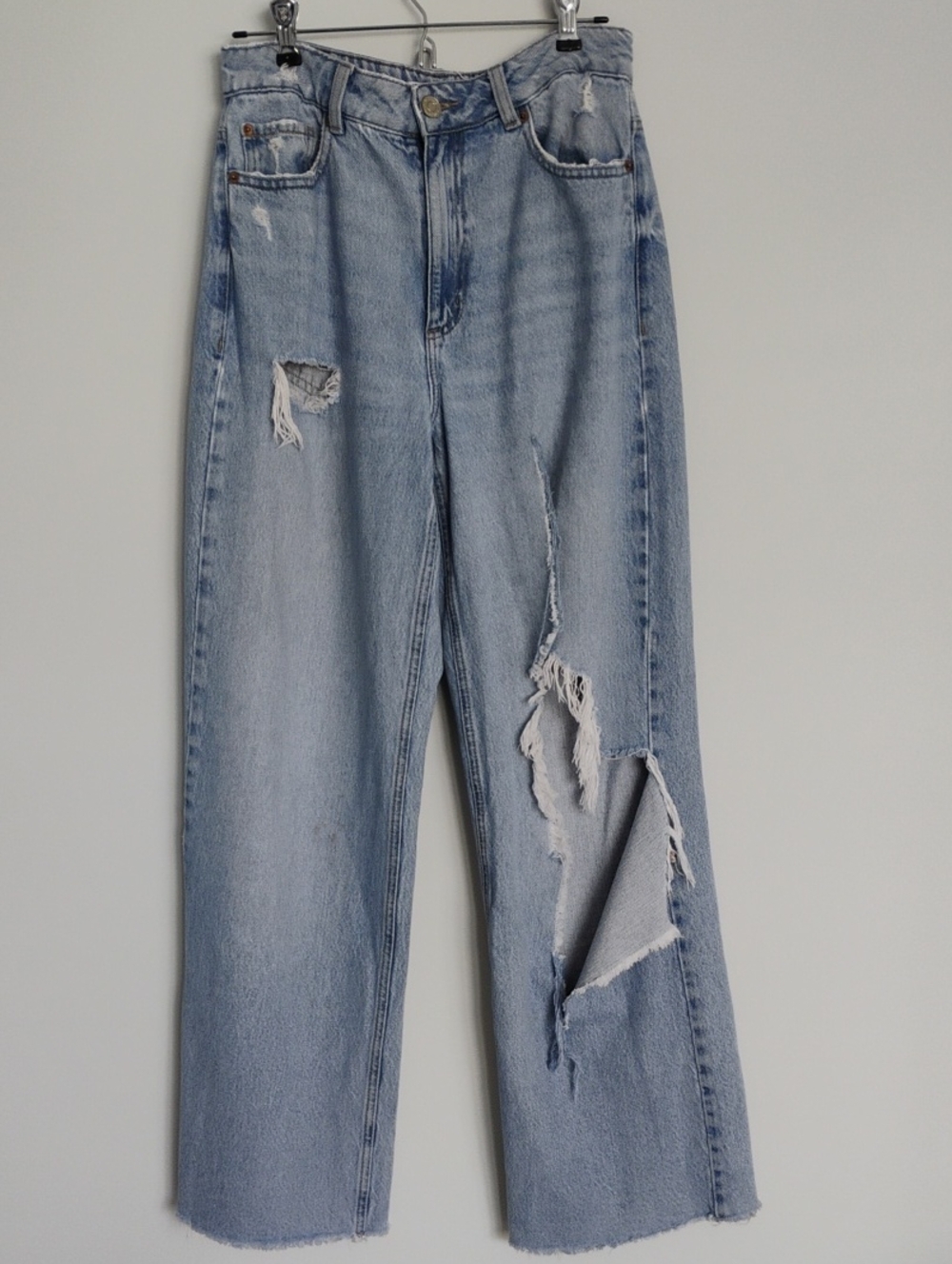 Garage Clothing Street High Waist Wide Leg Distressed Jeans Light Wash Size 5/27